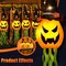 Hanging Lighted Glowing Pumpkin Witch Hat with 3 Modes Lighted Up Scary Orange Halloween Decorations for Indoor Outside Party Yard Tree Garden (4Pcs)